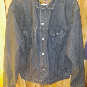 Women's Harley Davidson jacket, denim with leather patch on the back